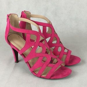 Kellie & Katie Ocilia Open Toe Zip Back Pink Shoes Size 9